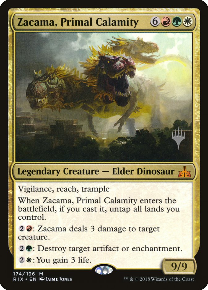 Zacama, Primal Calamity (Promo Pack) [Rivals of Ixalan Promos] | Dragon's Lair Comics and Fantasy Houston TX