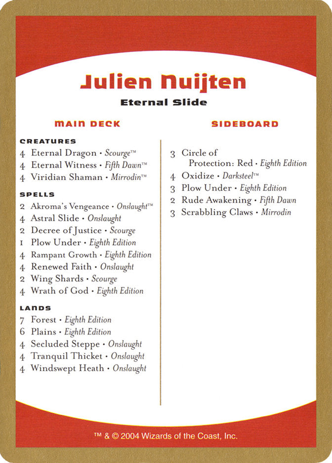 Julien Nuijten Decklist [World Championship Decks 2004] | Dragon's Lair Comics and Fantasy Houston TX