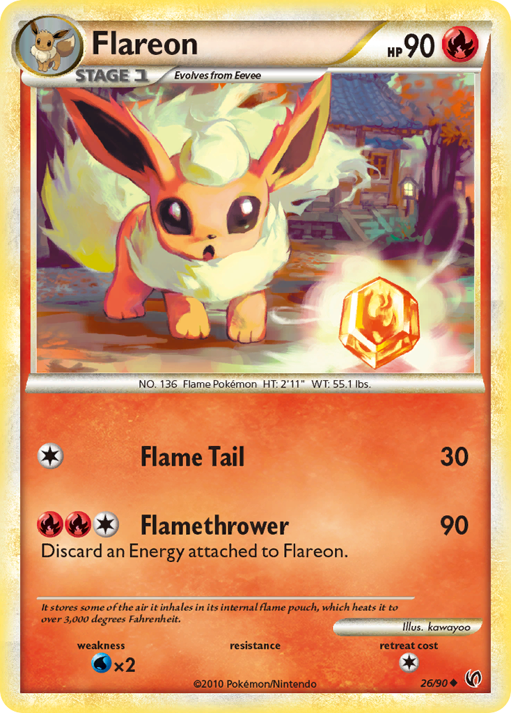 Flareon (26/90) [HeartGold & SoulSilver: Undaunted] | Dragon's Lair Comics and Fantasy Houston TX