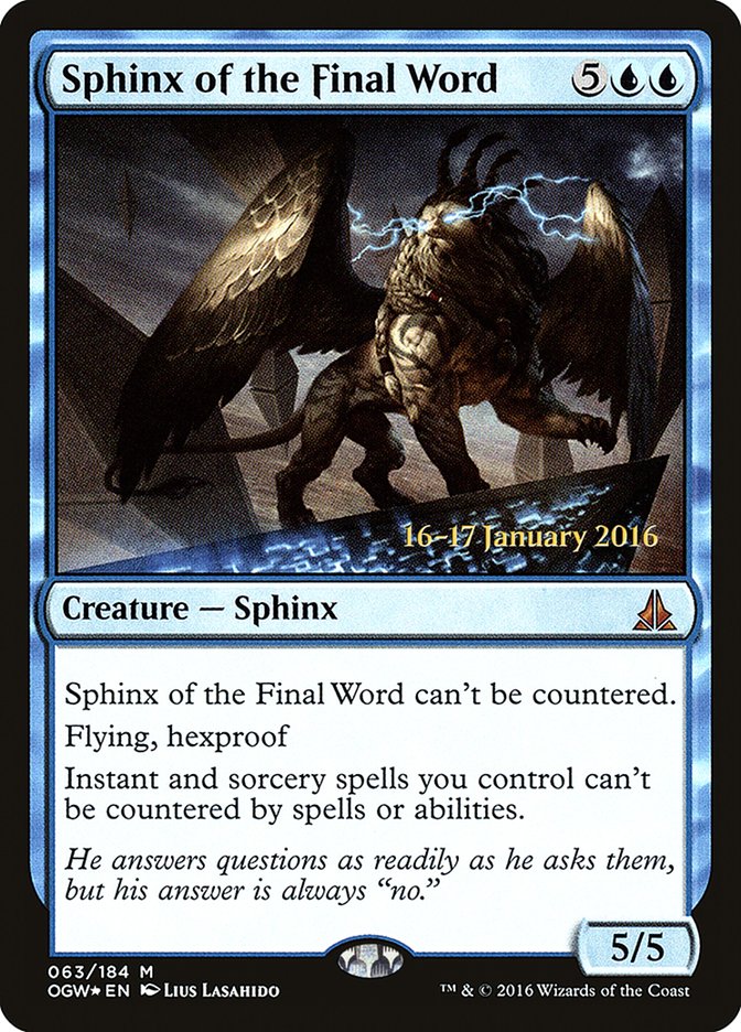 Sphinx of the Final Word [Oath of the Gatewatch Prerelease Promos] | Dragon's Lair Comics and Fantasy Houston TX