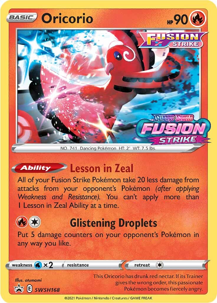 Oricorio (SWSH168) (Prerelease Promo) [Sword & Shield: Black Star Promos] | Dragon's Lair Comics and Fantasy Houston TX