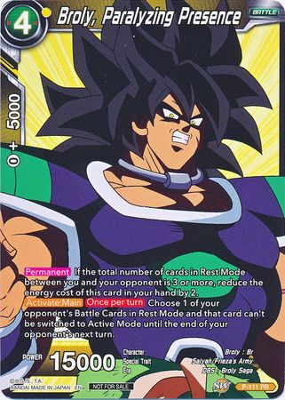 Broly, Paralyzing Presence (Broly Pack Vol. 3) (P-111) [Promotion Cards] | Dragon's Lair Comics and Fantasy Houston TX