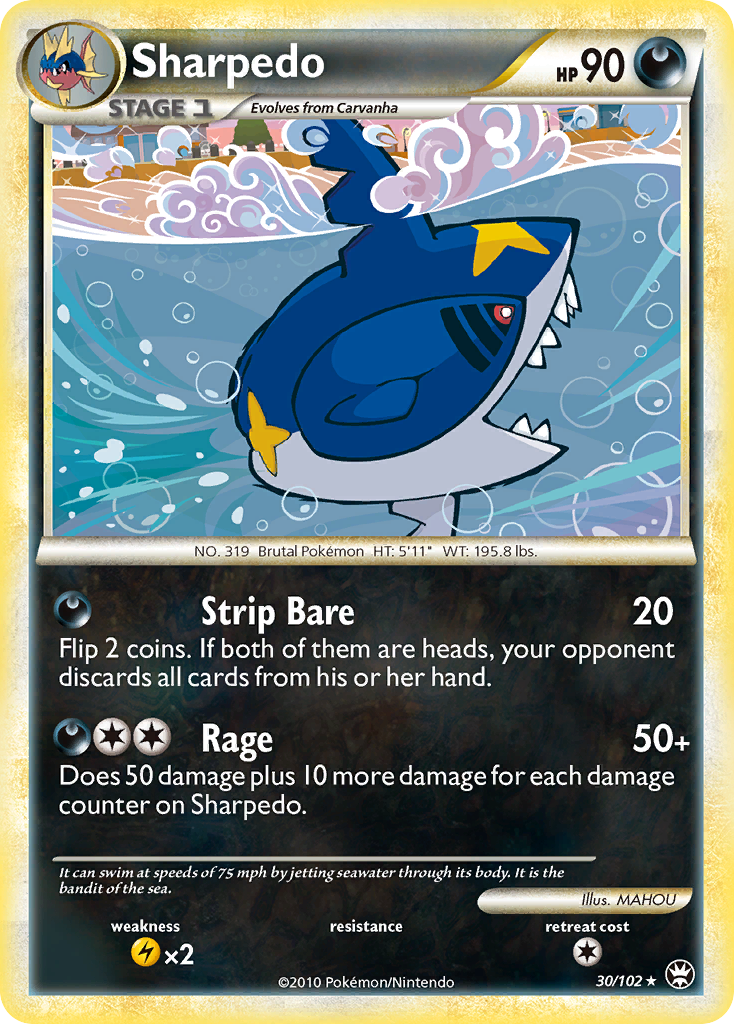 Sharpedo (30/102) [HeartGold & SoulSilver: Triumphant] | Dragon's Lair Comics and Fantasy Houston TX