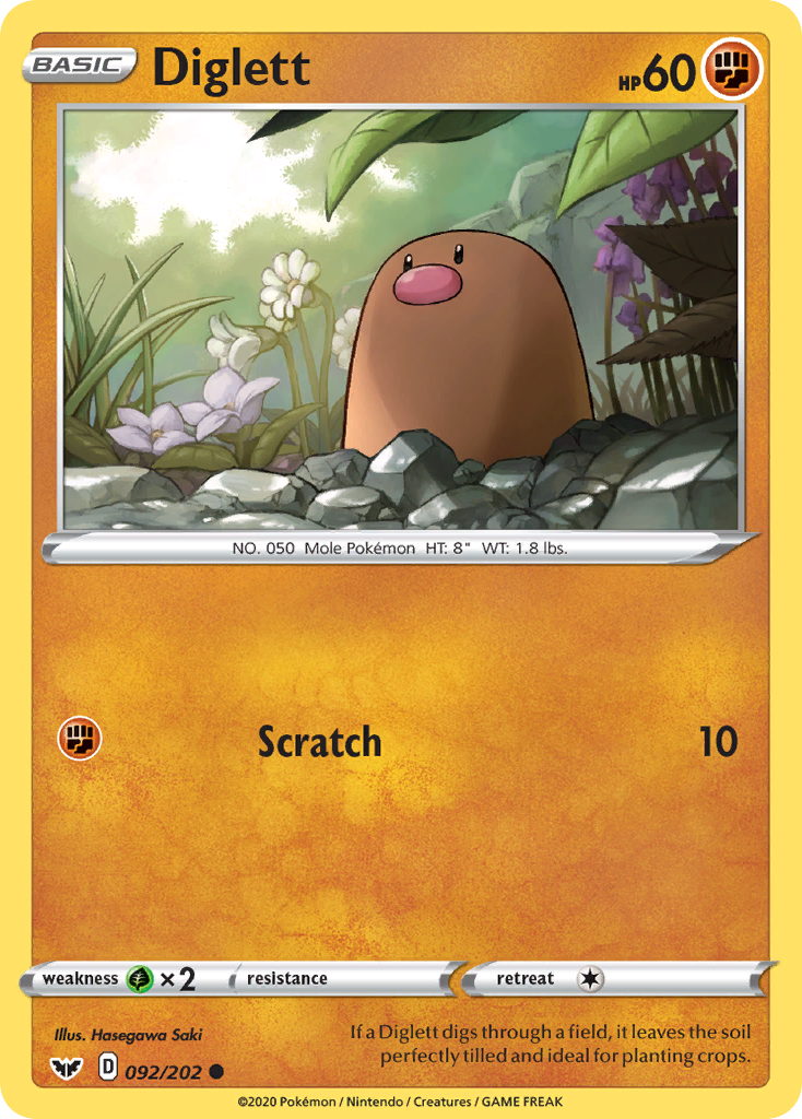 Diglett (092/202) [Sword & Shield: Base Set] | Dragon's Lair Comics and Fantasy Houston TX