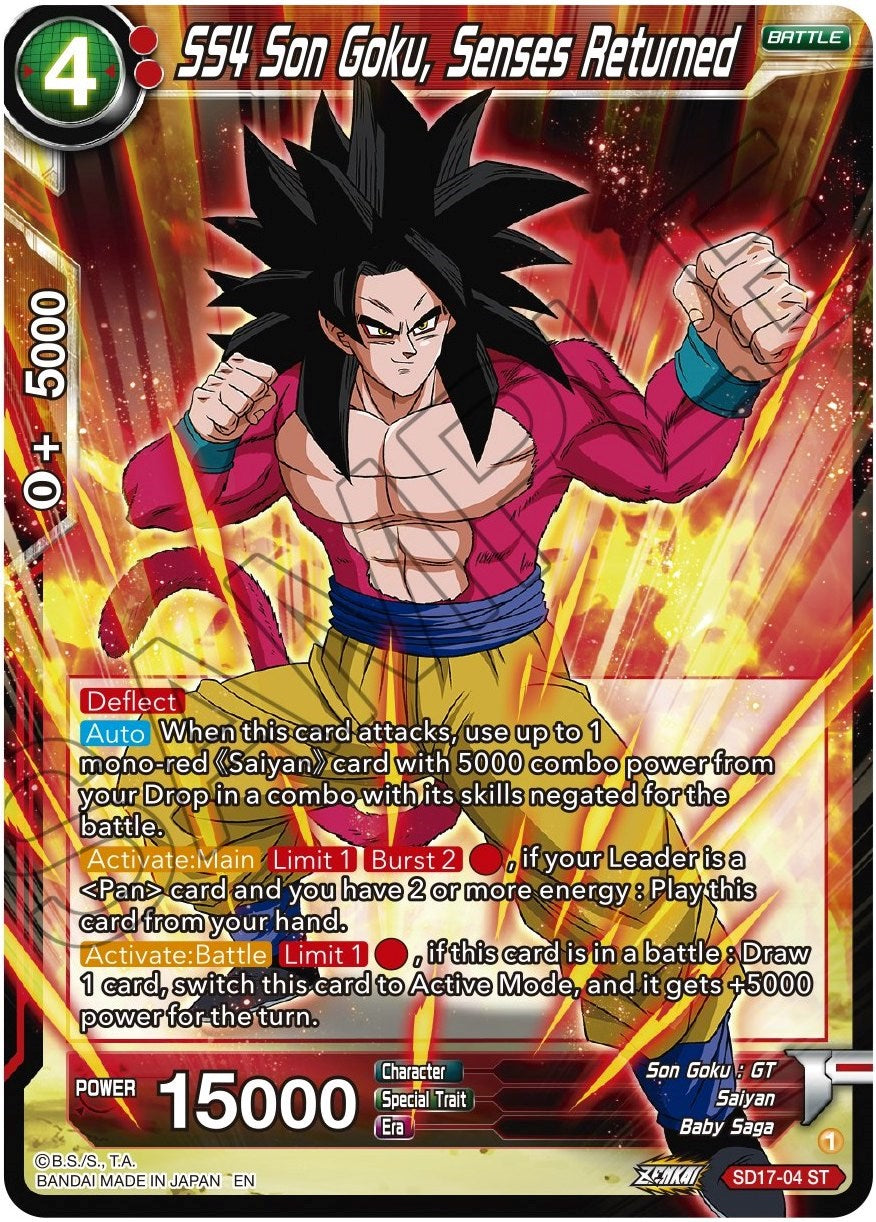 SS4 Son Goku, Senses Returned (SD17-04) [Dawn of the Z-Legends] | Dragon's Lair Comics and Fantasy Houston TX