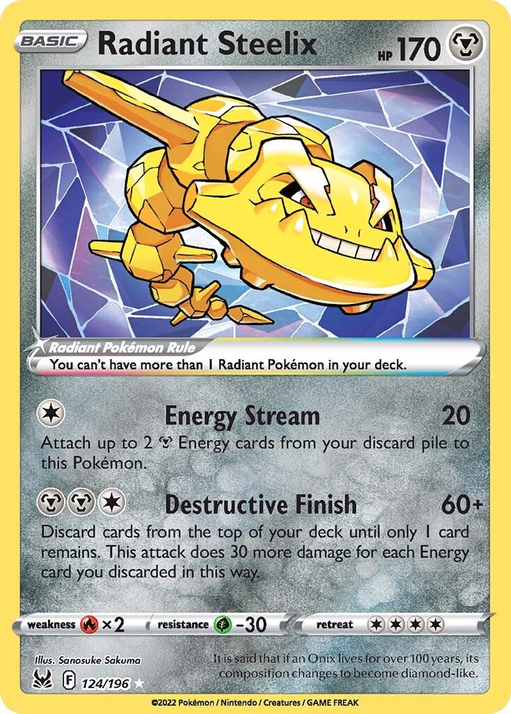 Radiant Steelix (124/196) [Sword & Shield: Lost Origin] | Dragon's Lair Comics and Fantasy Houston TX