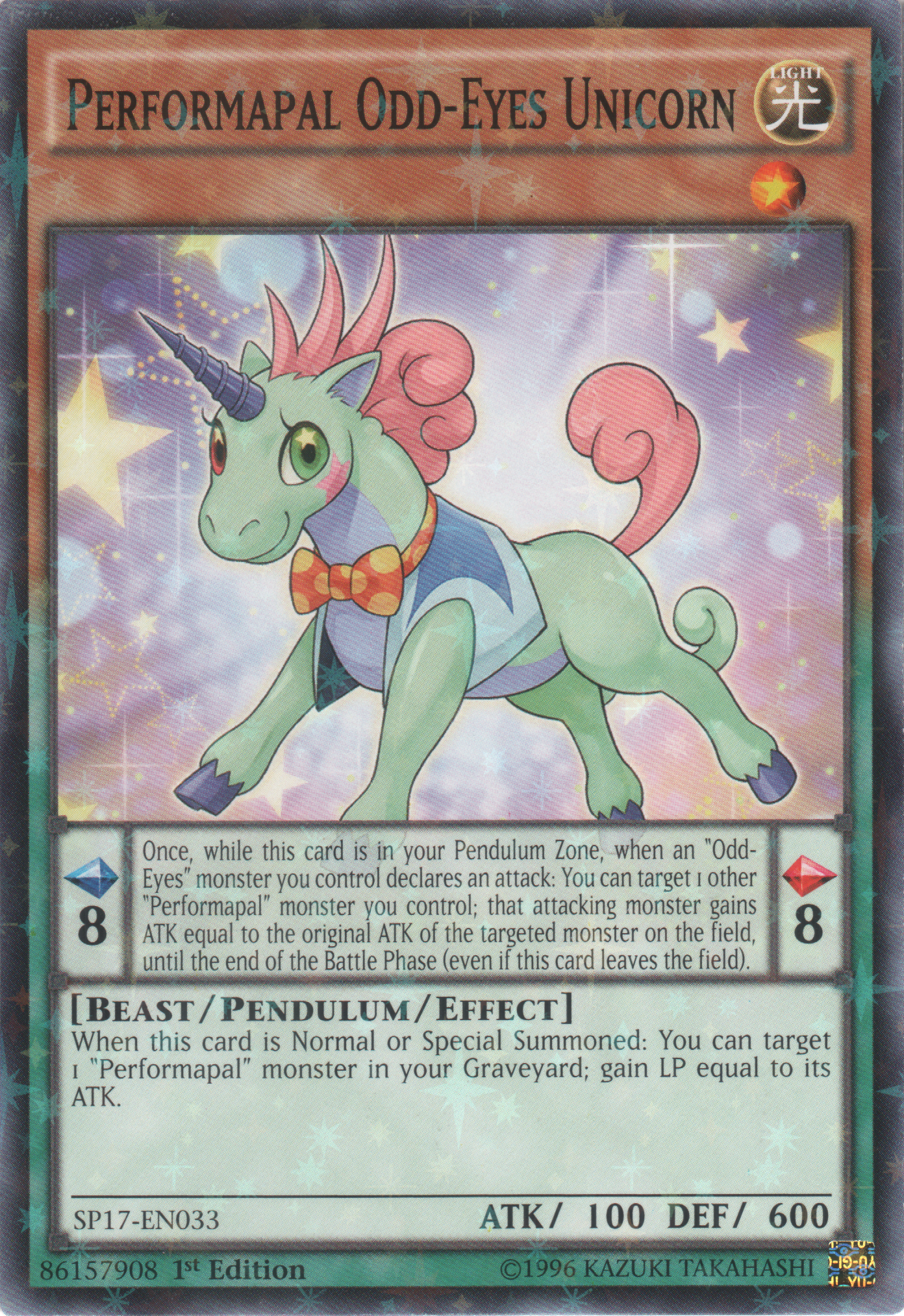 Performapal Odd-Eyes Unicorn [SP17-EN033] Starfoil Rare | Dragon's Lair Comics and Fantasy Houston TX