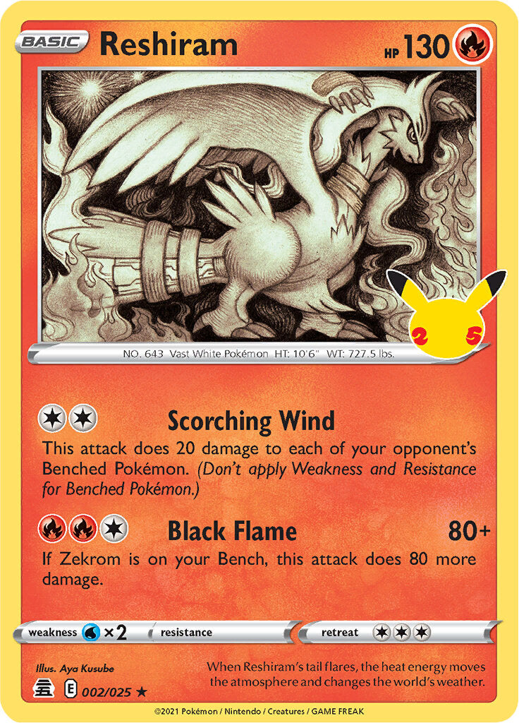 Reshiram (002/025) [Celebrations: 25th Anniversary] | Dragon's Lair Comics and Fantasy Houston TX