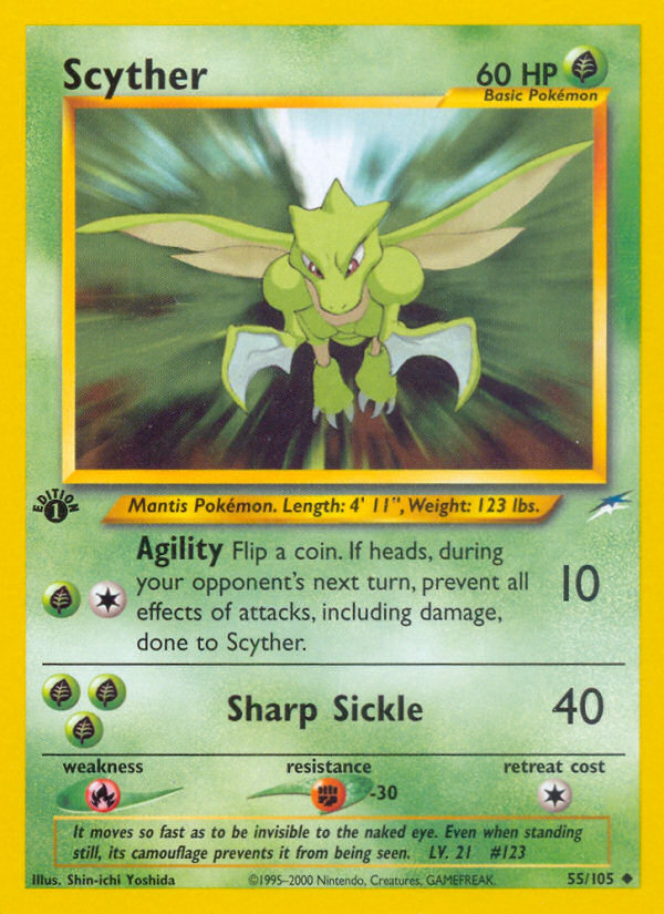 Scyther (55/105) [Neo Destiny 1st Edition] | Dragon's Lair Comics and Fantasy Houston TX