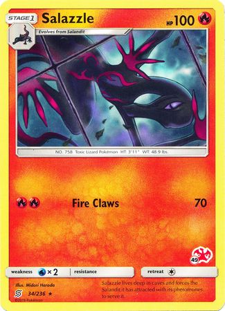 Salazzle (34/236) (Charizard Stamp #49) [Battle Academy 2020] | Dragon's Lair Comics and Fantasy Houston TX