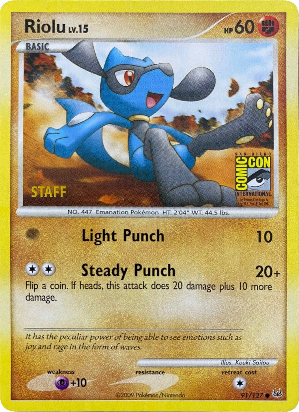 Riolu (91/127) (SDCC 2009) (Staff) [Platinum: Base Set] | Dragon's Lair Comics and Fantasy Houston TX