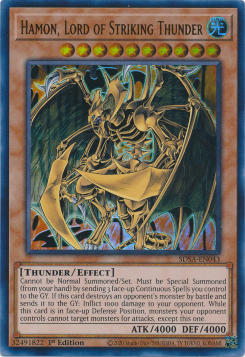 Hamon, Lord of Striking Thunder [SDSA-EN043] Ultra Rare | Dragon's Lair Comics and Fantasy Houston TX