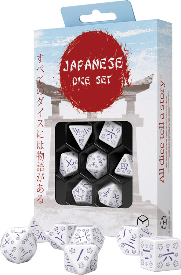 Q Workshop: Japanese Blue Star Lotus Poly 7 Dice Set | Dragon's Lair Comics and Fantasy Houston TX