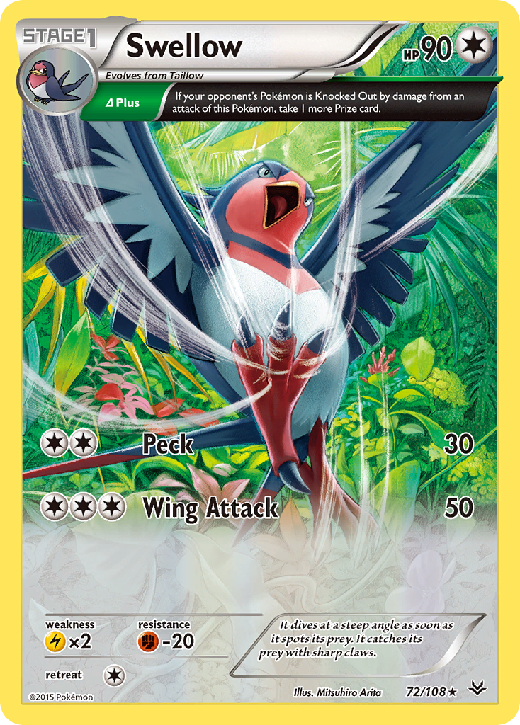 Swellow (72/108) [XY: Roaring Skies] | Dragon's Lair Comics and Fantasy Houston TX