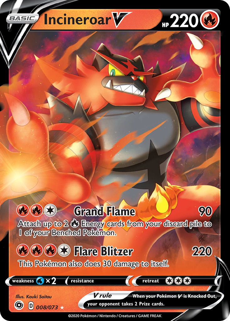 Incineroar V (008/073) [Sword & Shield: Champion's Path] | Dragon's Lair Comics and Fantasy Houston TX