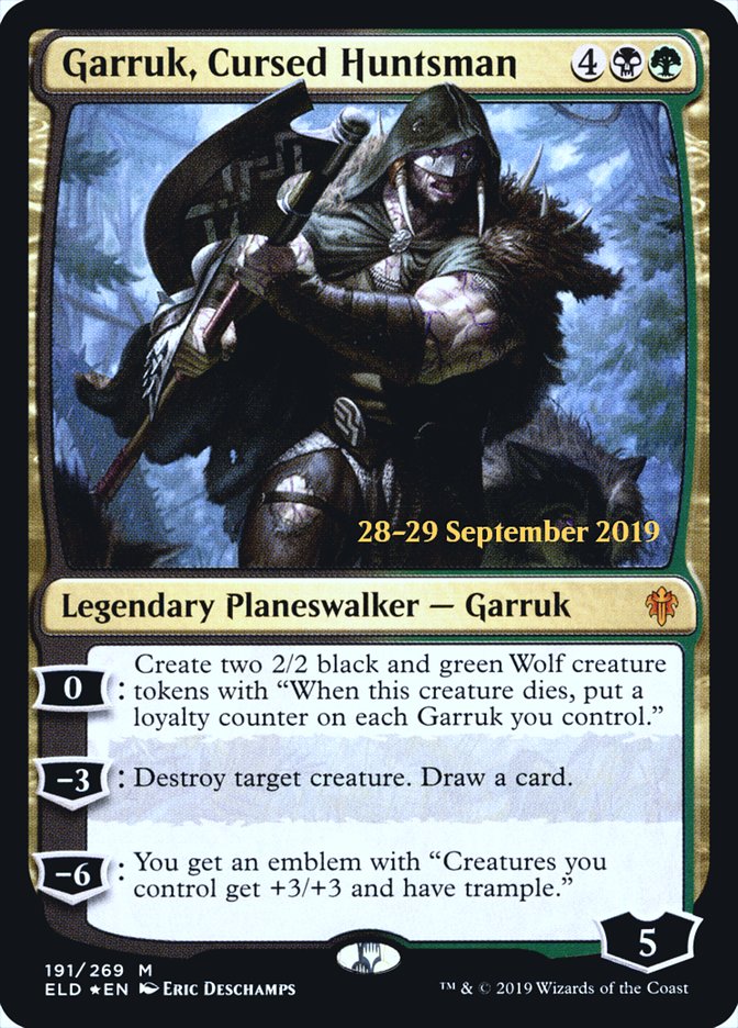 Garruk, Cursed Huntsman [Throne of Eldraine Prerelease Promos] | Dragon's Lair Comics and Fantasy Houston TX