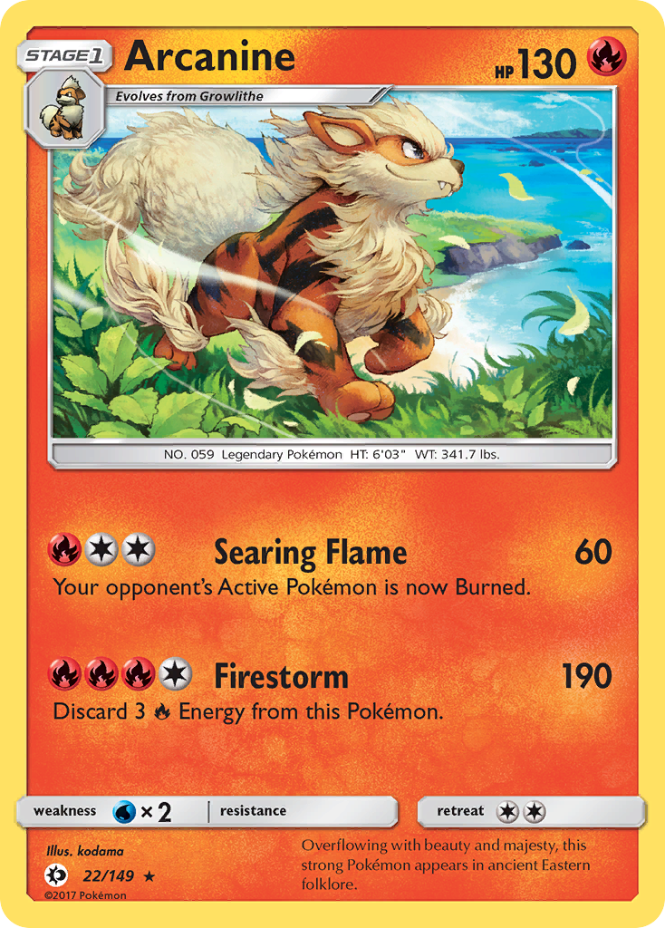 Arcanine (22/149) [Sun & Moon: Base Set] | Dragon's Lair Comics and Fantasy Houston TX