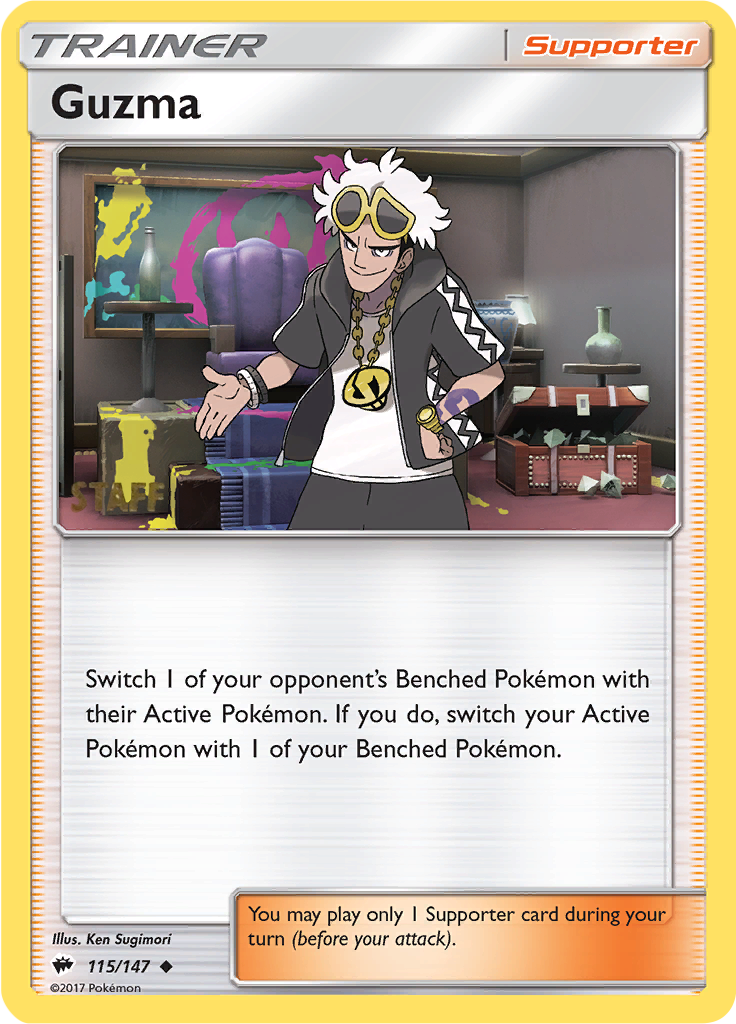 Guzma (115/147) (Regional Championships Staff) [Sun & Moon: Burning Shadows] | Dragon's Lair Comics and Fantasy Houston TX