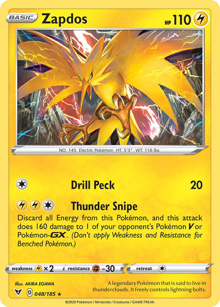 Zapdos (048/185) [Sword & Shield: Vivid Voltage] | Dragon's Lair Comics and Fantasy Houston TX