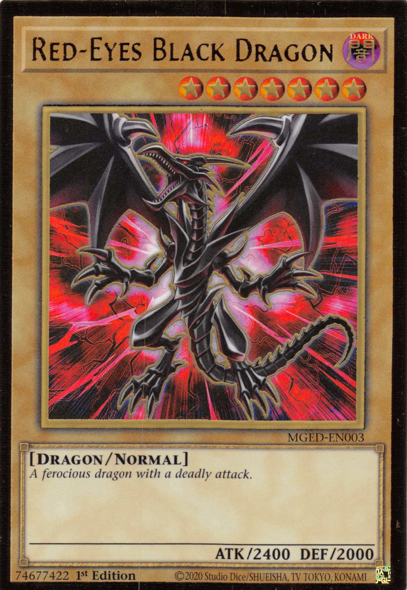 Red-Eyes Black Dragon (Alternate Art) [MGED-EN003] Gold Rare | Dragon's Lair Comics and Fantasy Houston TX