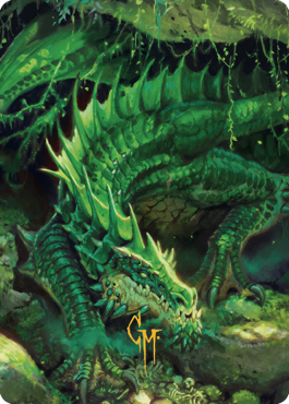 Lurking Green Dragon Art Card (Gold-Stamped Signature) [Commander Legends: Battle for Baldur's Gate Art Series] | Dragon's Lair Comics and Fantasy Houston TX