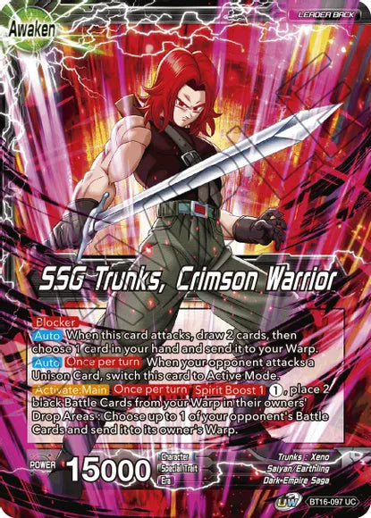 Trunks // SSG Trunks, Crimson Warrior (BT16-097) [Realm of the Gods] | Dragon's Lair Comics and Fantasy Houston TX