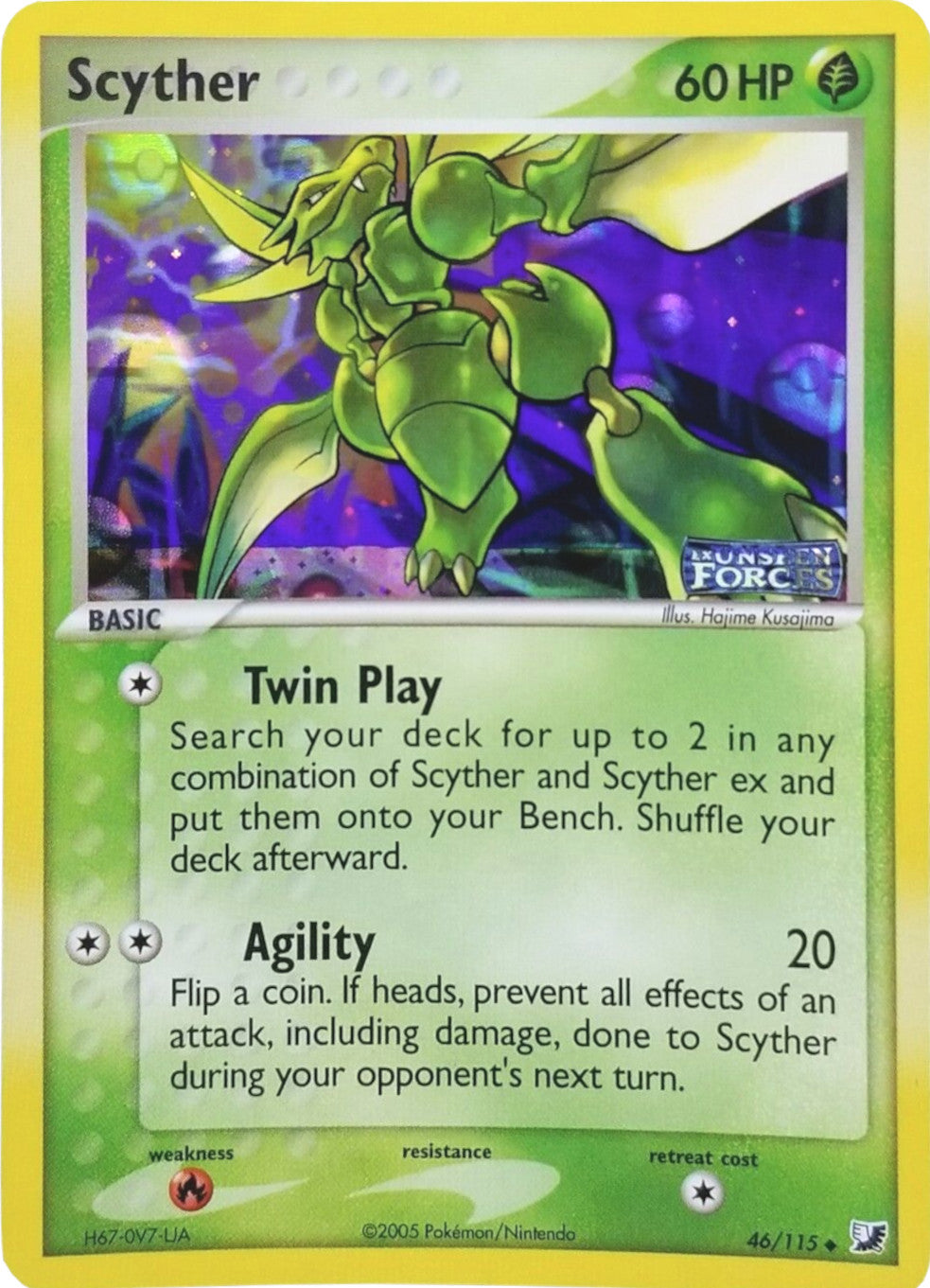 Scyther (46/115) (Stamped) [EX: Unseen Forces] | Dragon's Lair Comics and Fantasy Houston TX