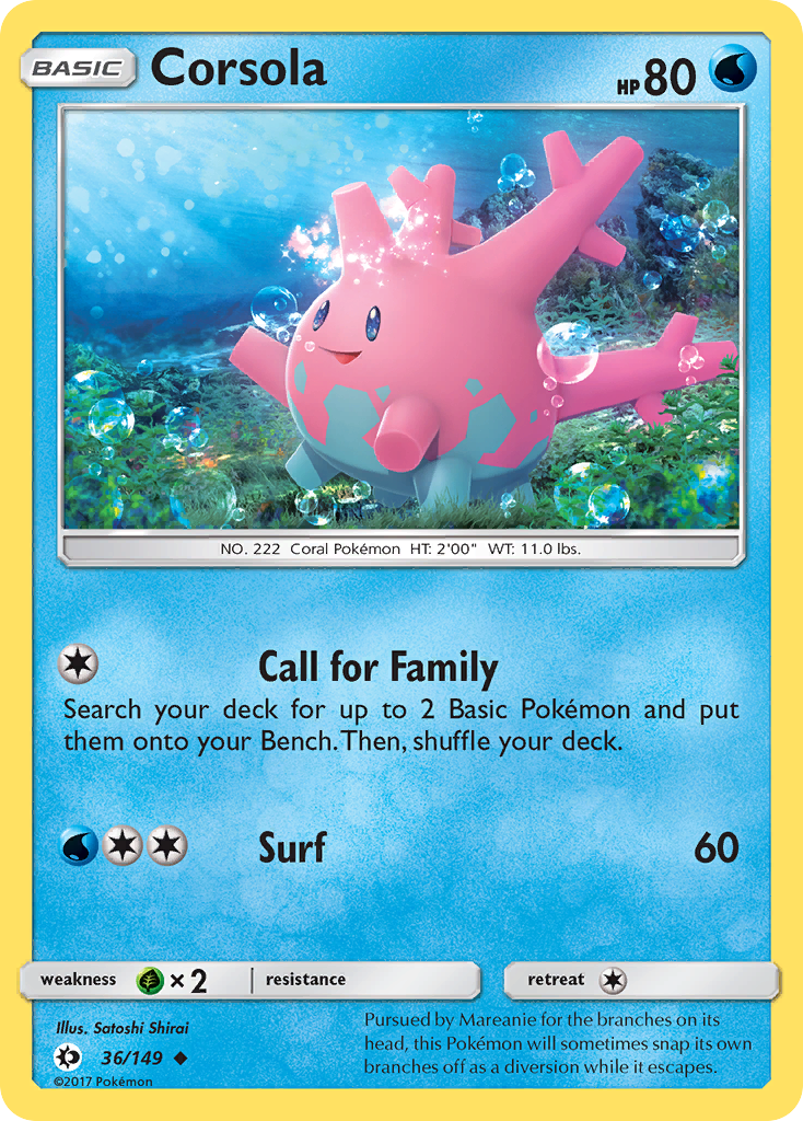 Corsola (36/149) [Sun & Moon: Base Set] | Dragon's Lair Comics and Fantasy Houston TX