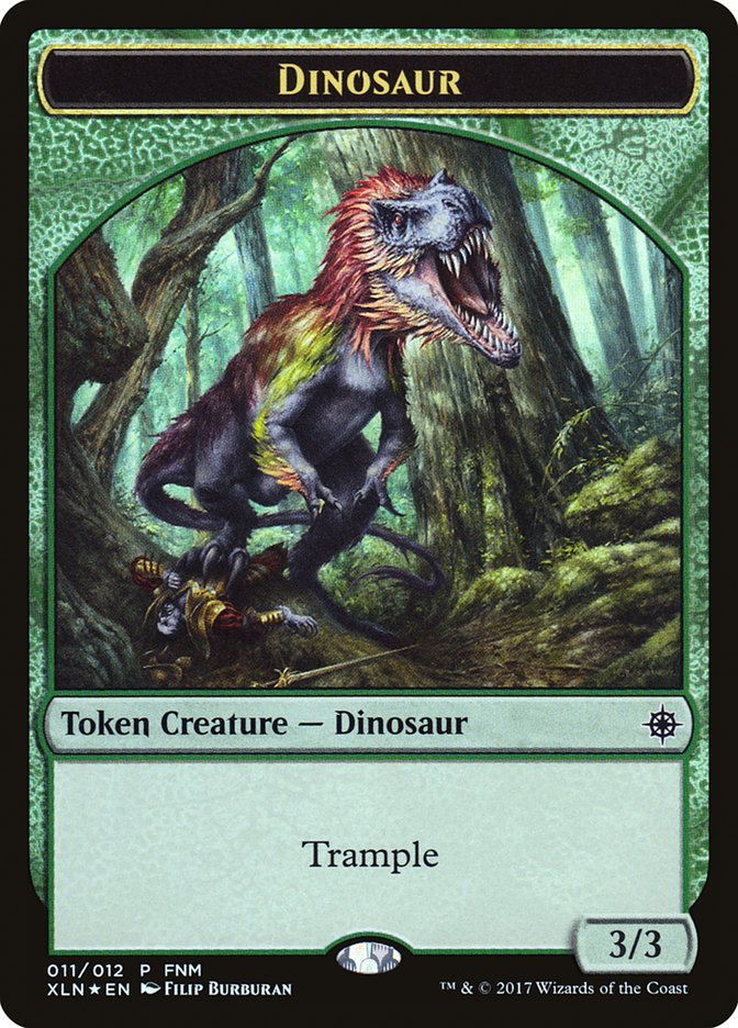 Dinosaur // Treasure Double-Sided Token [Friday Night Magic 2017] | Dragon's Lair Comics and Fantasy Houston TX