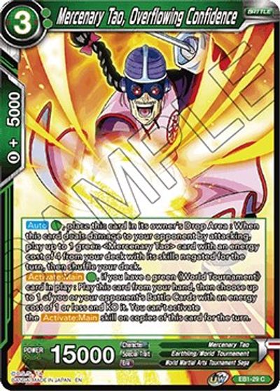 Mercenary Tao, Overflowing Confidence (EB1-29) [Battle Evolution Booster] | Dragon's Lair Comics and Fantasy Houston TX