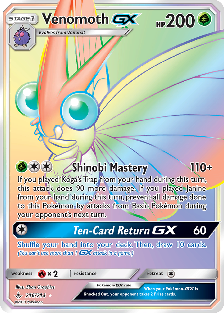 Venomoth GX (216/214) [Sun & Moon: Unbroken Bonds] | Dragon's Lair Comics and Fantasy Houston TX