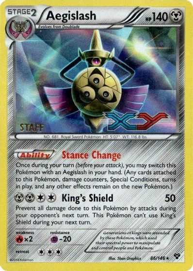 Aegislash (86/146) (Staff Prerelease Promo) [XY: Black Star Promos] | Dragon's Lair Comics and Fantasy Houston TX