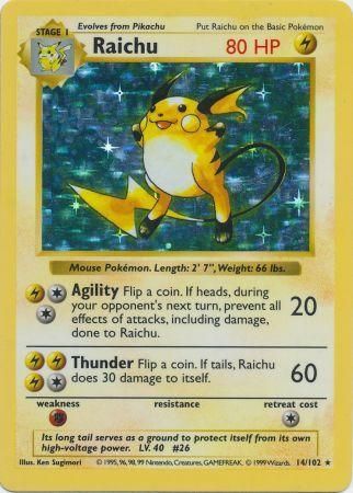 Raichu (14/102) [Base Set Shadowless Unlimited] | Dragon's Lair Comics and Fantasy Houston TX