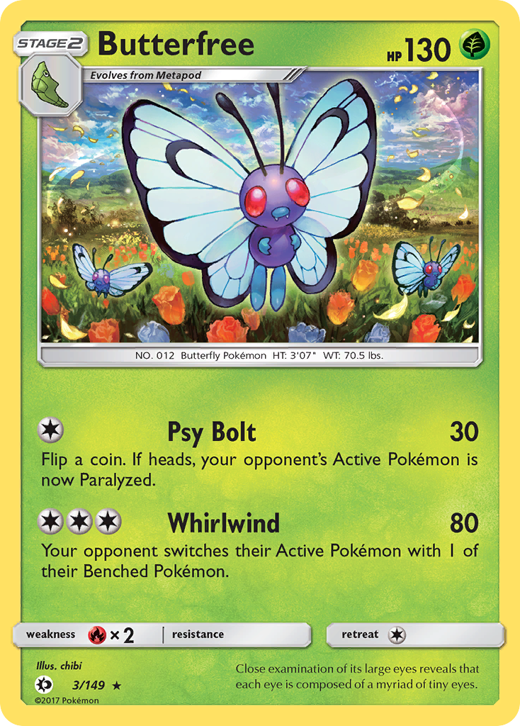 Butterfree (3/149) [Sun & Moon: Base Set] | Dragon's Lair Comics and Fantasy Houston TX