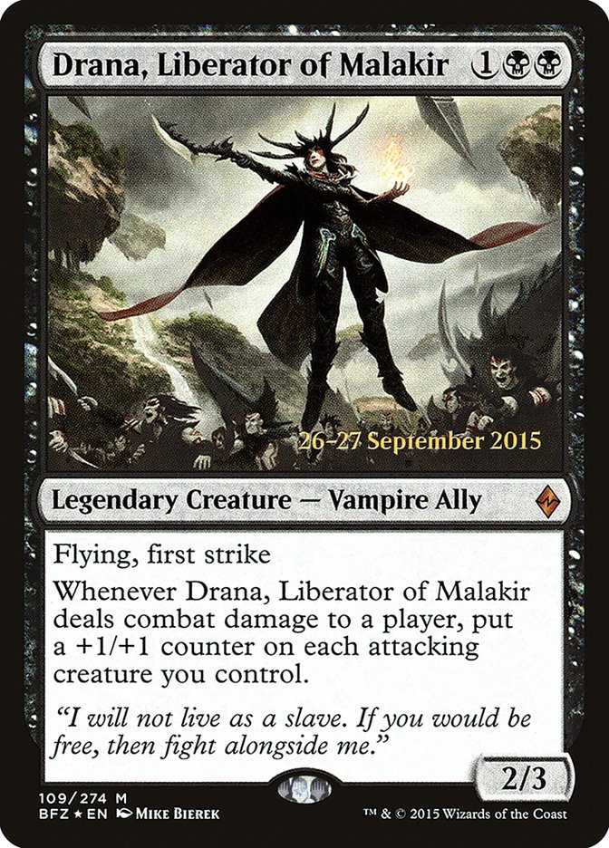 Drana, Liberator of Malakir [Battle for Zendikar Prerelease Promos] | Dragon's Lair Comics and Fantasy Houston TX