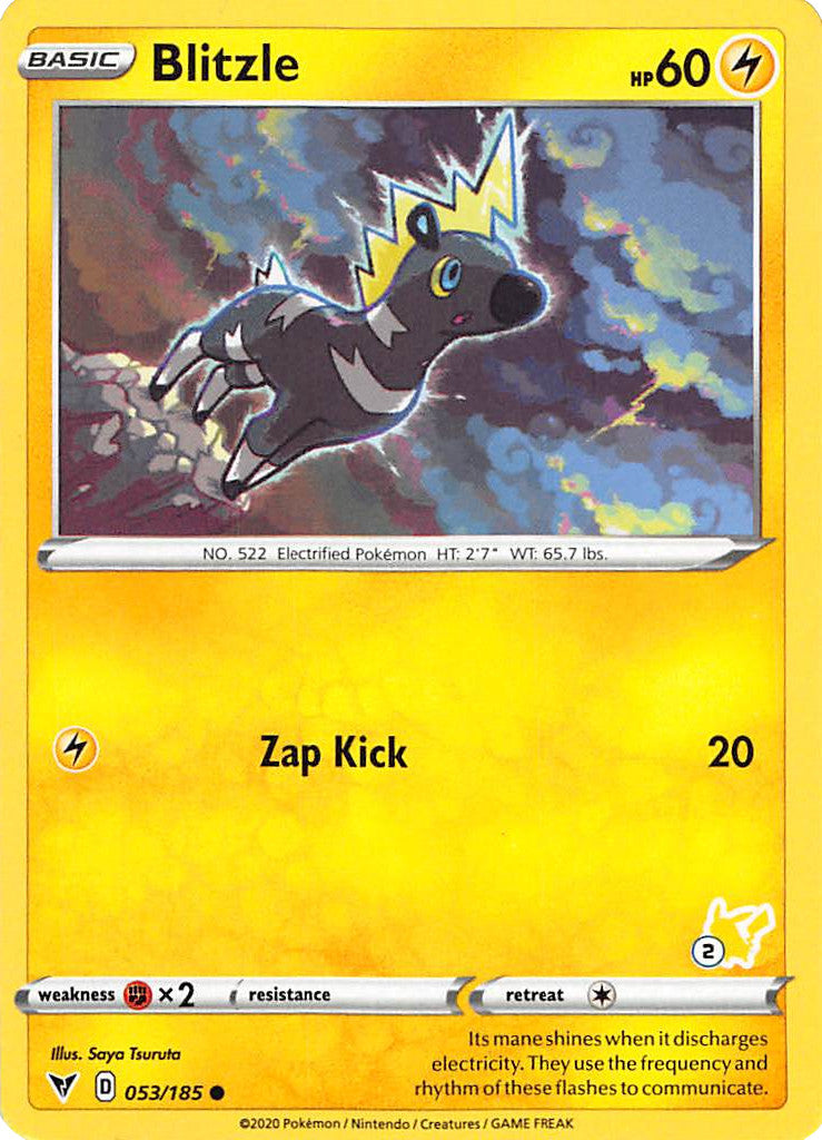 Blitzle (053/185) (Pikachu Stamp #2) [Battle Academy 2022] | Dragon's Lair Comics and Fantasy Houston TX