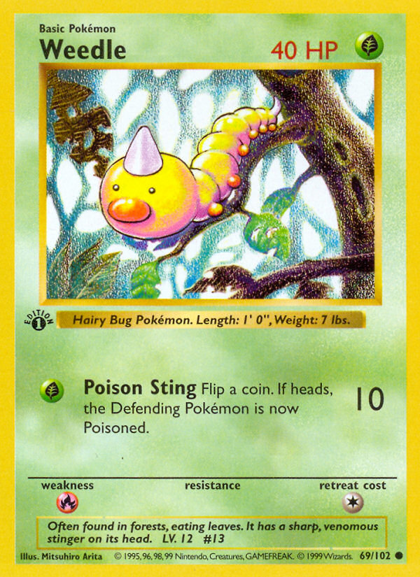 Weedle (69/102) (Shadowless) [Base Set 1st Edition] | Dragon's Lair Comics and Fantasy Houston TX