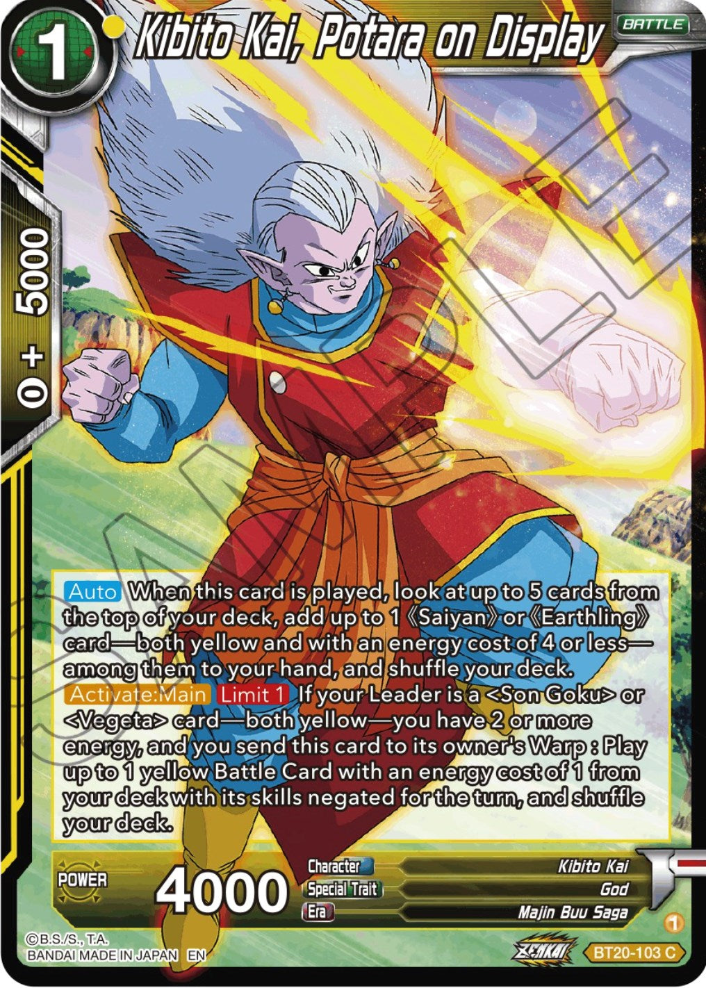 Kibito Kai, Potara on Display (BT20-103) [Power Absorbed] | Dragon's Lair Comics and Fantasy Houston TX