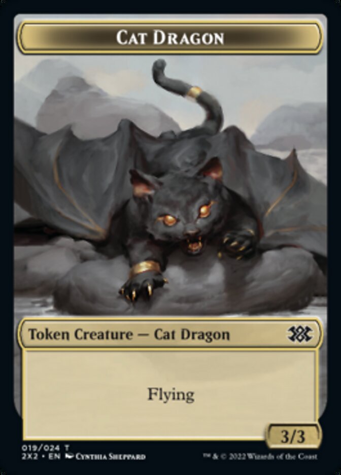 Cat Dragon // Spirit (002) Double-Sided Token [Double Masters 2022 Tokens] | Dragon's Lair Comics and Fantasy Houston TX