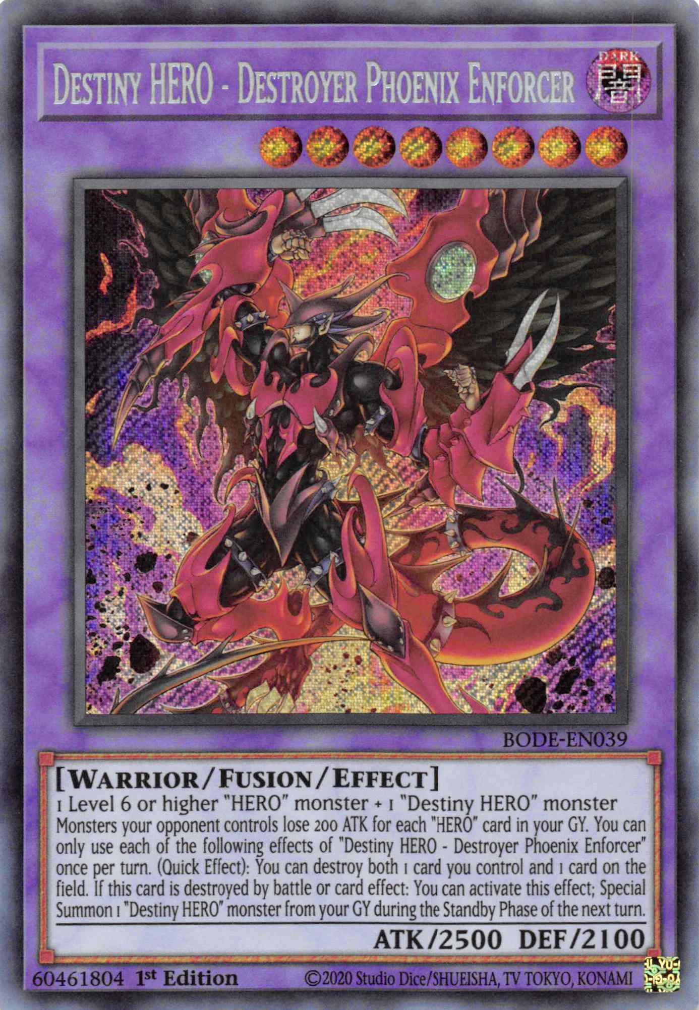 Destiny HERO - Destroyer Phoenix Enforcer [BODE-EN039] Secret Rare | Dragon's Lair Comics and Fantasy Houston TX