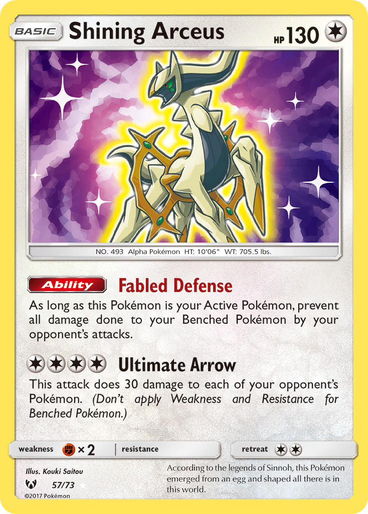 Shining Arceus (57/73) [Sun & Moon: Shining Legends] | Dragon's Lair Comics and Fantasy Houston TX