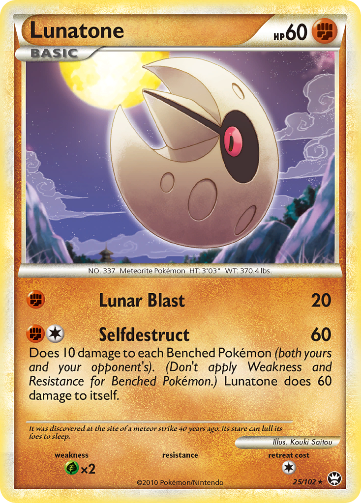 Lunatone (25/102) [HeartGold & SoulSilver: Triumphant] | Dragon's Lair Comics and Fantasy Houston TX