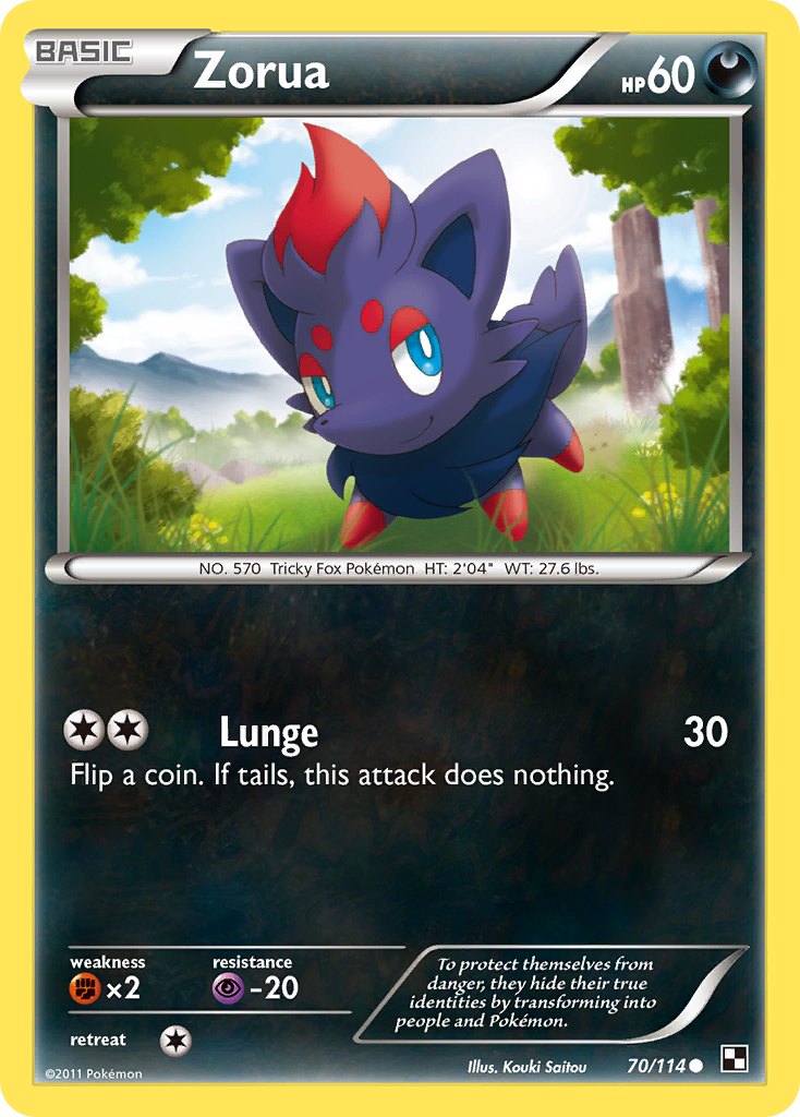 Zorua (70/114) [Black & White: Base Set] | Dragon's Lair Comics and Fantasy Houston TX