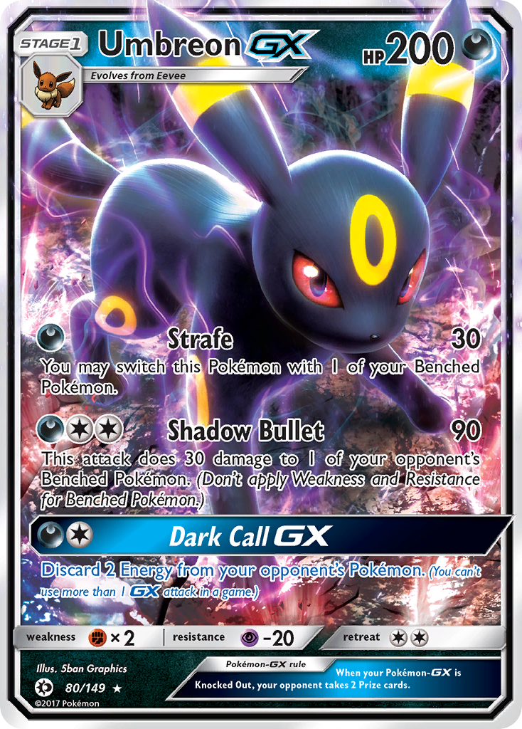 Umbreon GX (80/149) [Sun & Moon: Base Set] | Dragon's Lair Comics and Fantasy Houston TX