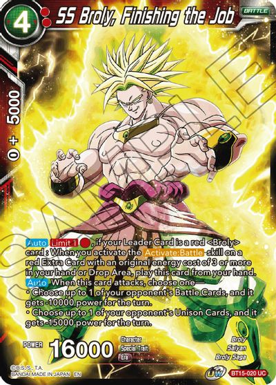 SS Broly, Finishing the Job (BT15-020) [Saiyan Showdown] | Dragon's Lair Comics and Fantasy Houston TX