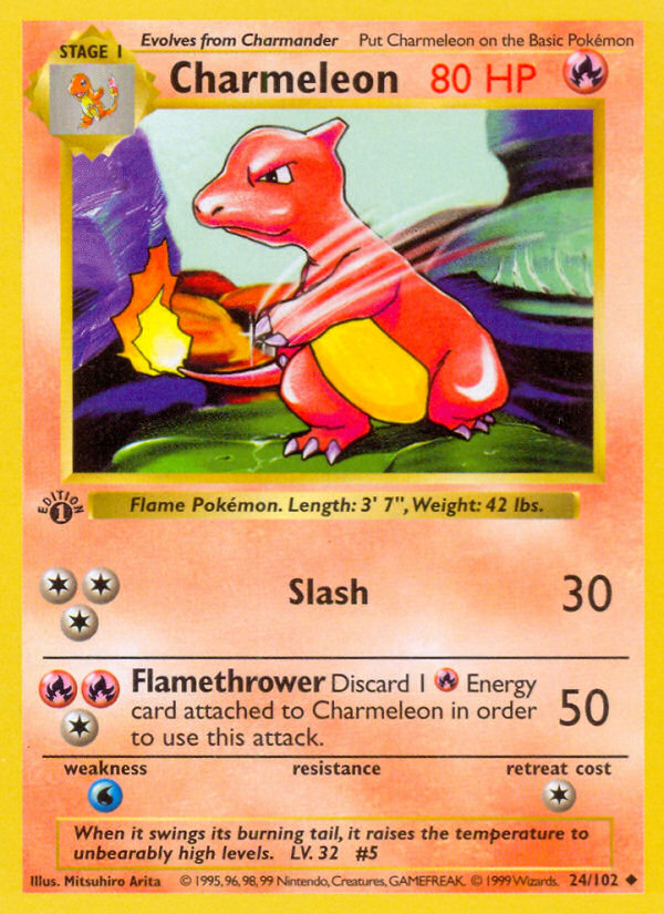 Charmeleon (24/102) (Shadowless) [Base Set 1st Edition] | Dragon's Lair Comics and Fantasy Houston TX