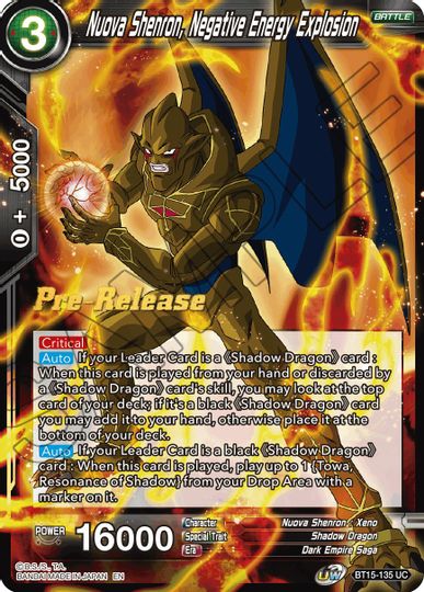 Nuova Shenron, Negative Energy Explosion (BT15-135) [Saiyan Showdown Prerelease Promos] | Dragon's Lair Comics and Fantasy Houston TX