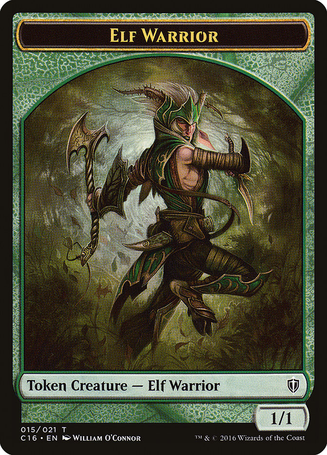 Elf Warrior // Zombie Double-Sided Token [Commander 2016 Tokens] | Dragon's Lair Comics and Fantasy Houston TX