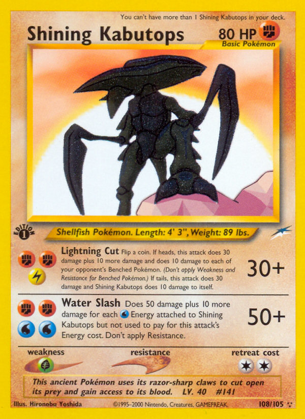 Shining Kabutops (108/105) [Neo Destiny 1st Edition] | Dragon's Lair Comics and Fantasy Houston TX