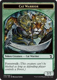 Cat Warrior // Plant Double-Sided Token [Commander 2018 Tokens] | Dragon's Lair Comics and Fantasy Houston TX